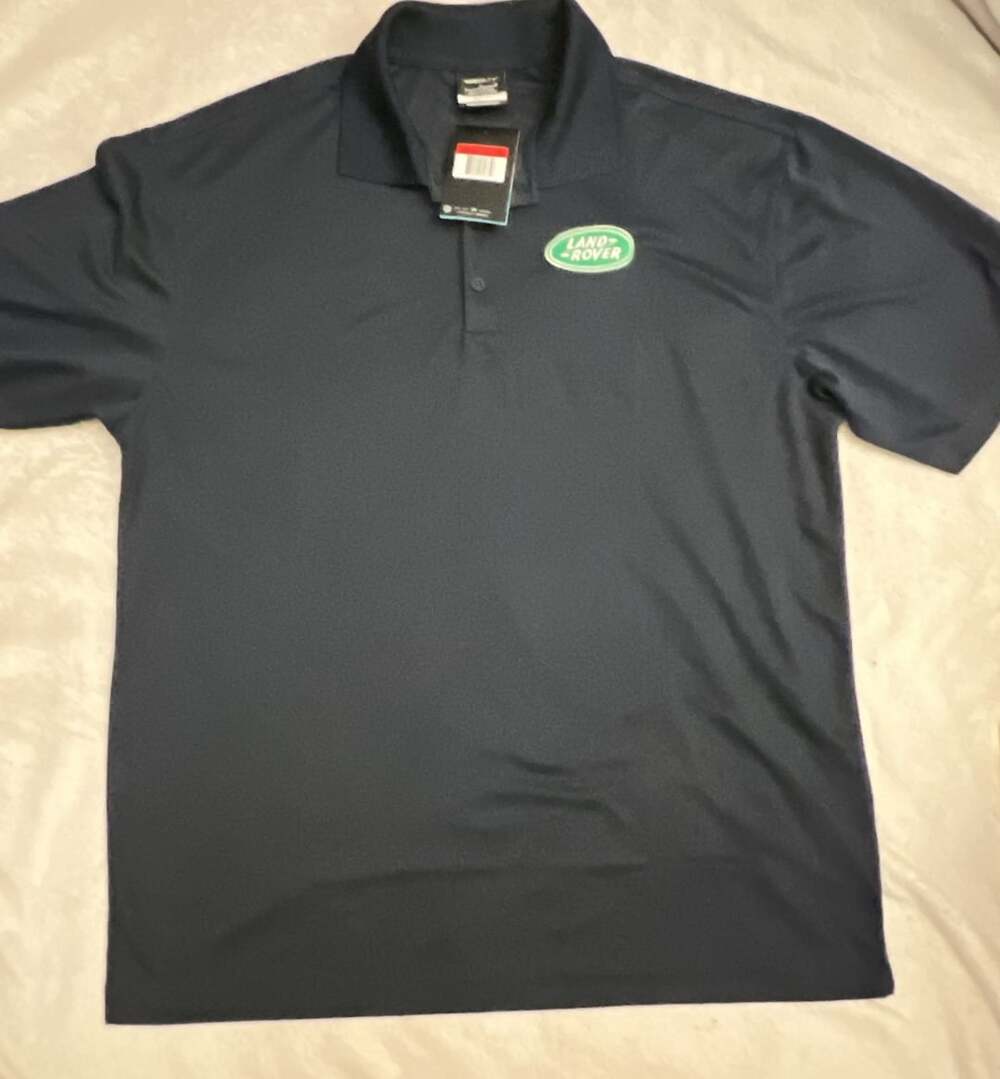 Nike Golf Land Rover Polo Size L Navy Blue Dri-Fit Embroidered Logo NWT